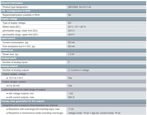 100% de origen SIEMENS 6ES7288-3AQ02-0AA0 S7-200 SMART Análogo de salida SM AQ02 2 AO