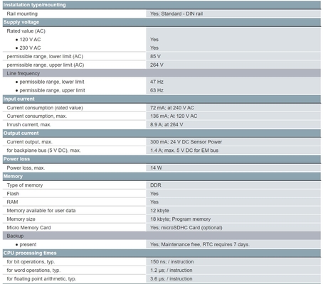 Siemens SIMATIC S7-200 SMART CPU SR30 CPU estándar AC / DC / relé 6ES72881SR300AA1