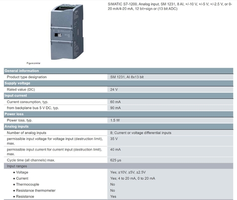 SIMATIC S7-1200 SM 1231 8 AI señal de 12 bits Modulo de entrada analógico Interfaz de comunicación Otros