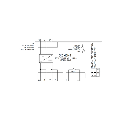 HYTECH Original SIEMENS SITOP PSU8200 24V DC 20A Modulo de fuente de alimentación estabilizado 6EP1336-3BA10