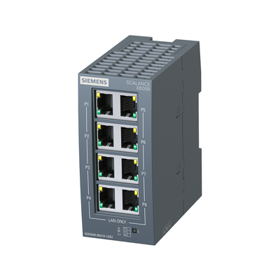 6GK5008-0BA10-1AB2 Siemens SCALANCE XB008 Interruptor Ethernet industrial no administrado 100%