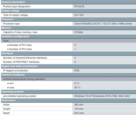 Memoria de trabajo SIMATIC IPC427E original 4x USB V3.0 de 8 GB para Siemens 6AG4141-5AB17-0FA0