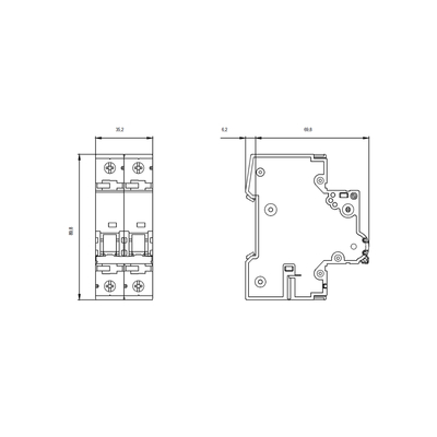 5SY4 Interruptor de circuito en miniatura 400V 10kA 2 polos C 16A 5SY42167CC para el plazo de envío FOB
