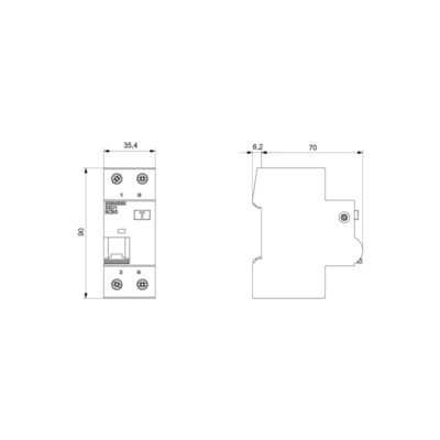 Siemens 5SU1353-1KK16 FI/LS AC 30MA 1 N-P C16 4.5KA Conjunto de interruptor de corriente residual MCB