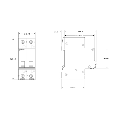5TL12630 Desconector de la serie 5TL 5TL1 63A 2P 5TL1263-0 para el embalaje original de Siemens