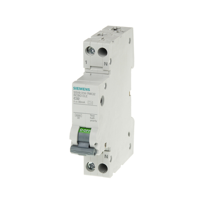 Interruptor de protección contra corrientes residuales compacto 1P N tipo AC 30 mA 5SV9313-1CN25 para Siemens