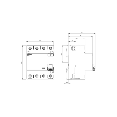 Siemens 5SV3646-6 Interfaz de comunicación del interruptor de circuito de funcionamiento de corriente residual