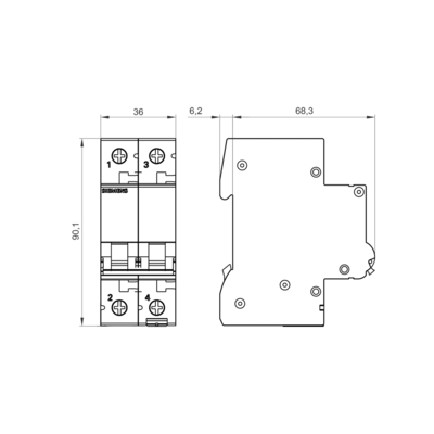 100% Estrictamente probado 5SL6210-7CC Interruptor de circuito en miniatura de 2 polos para Siemens 400V 6kA