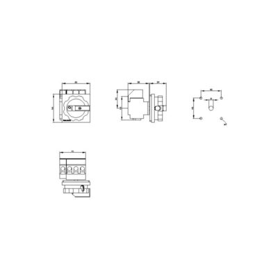 Siemens 3LD2203-1TL51 Interruptor de aislamiento con accionamiento rotativo fijo delantero para aislamiento duradero