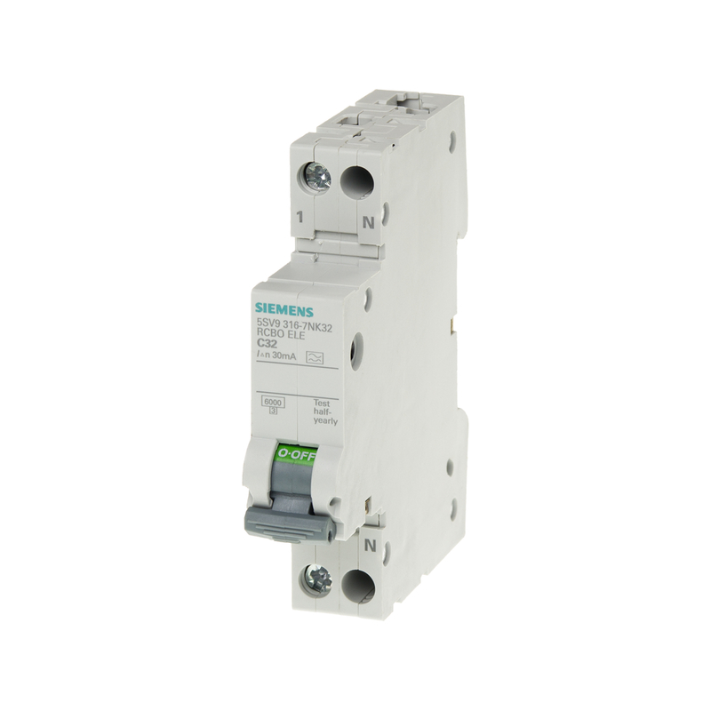 Interruptor de protección contra corrientes residuales compacto 1P N tipo AC 30 mA 5SV9313-1CN25 para Siemens