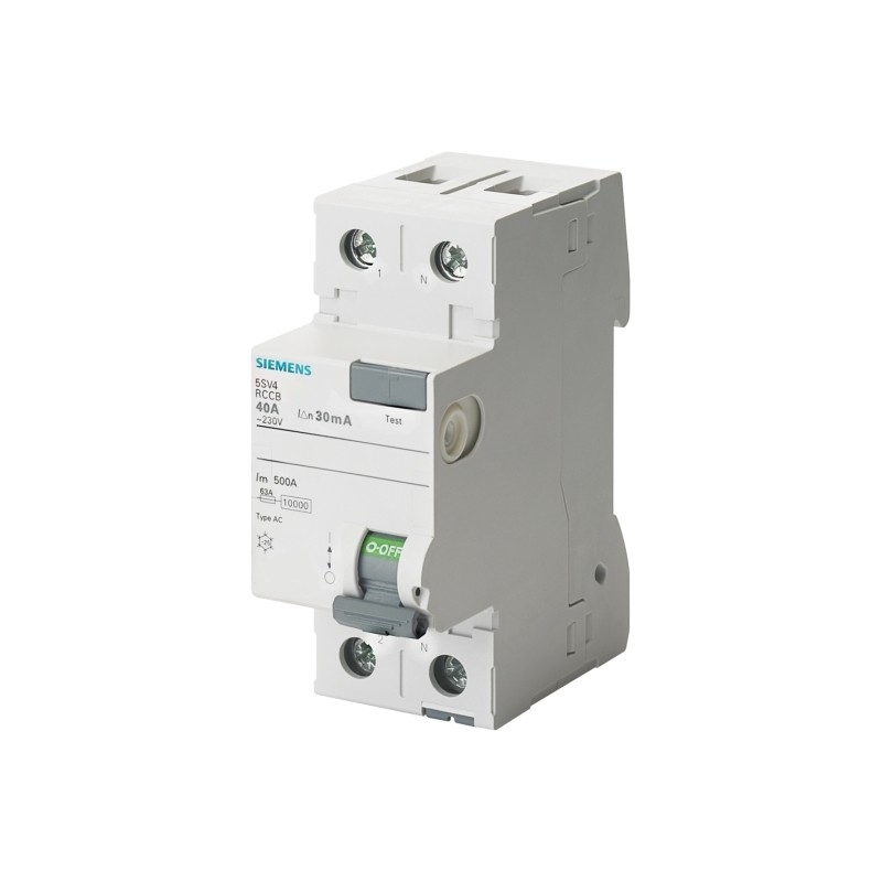 Siemens 5SV4614-0 Interruptor de corriente de cambio residual de tipo de 2 polos 40A 300mA Un AC 230V